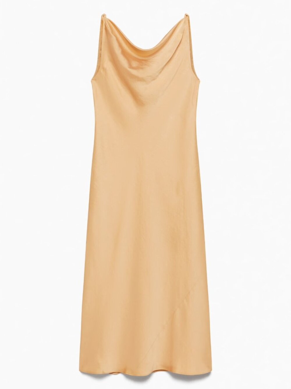 Aritzia Wilfred Goddess Satin Dress, Soft Apricot Peach Satin cowlneck slip dres